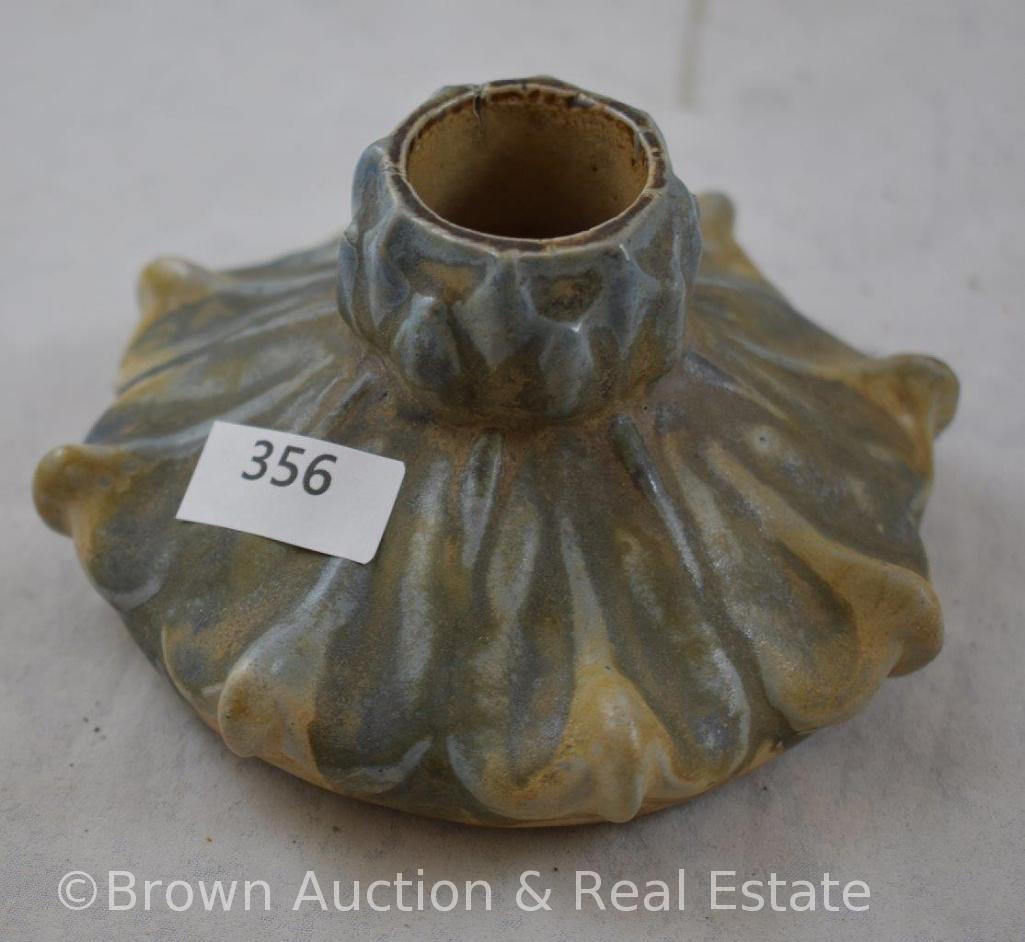 French bluish gray pottery ink well, 2.5" tall