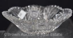 Signed Fry Cut Glass 5.5"d bowl, Hobstars/Fans/Star center