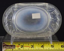 R. Lalique pin tray with nudes featured on rim, 6" x 3.5"