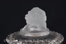 EAPG frosted Lion head marmalade jar, 6.5"