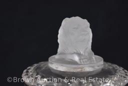 EAPG frosted Lion head marmalade jar, 6.5"