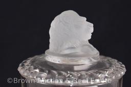 EAPG frosted Lion head marmalade jar, 6.5"