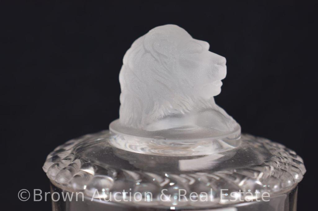 EAPG frosted Lion head marmalade jar, 6.5"