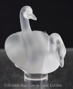 Signed Lalique France 3.25"h Swans figurine