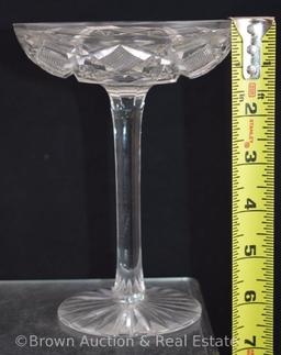 Cut Glass dainty 6.5"h compote, Hobstars and Strawberry diamond fields