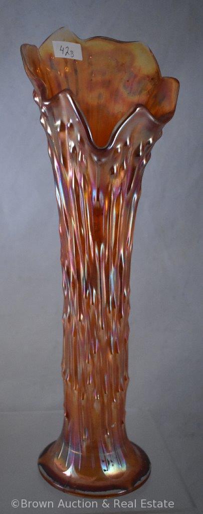 (2) Carnival Glass Rustic 13"h vases, marigold