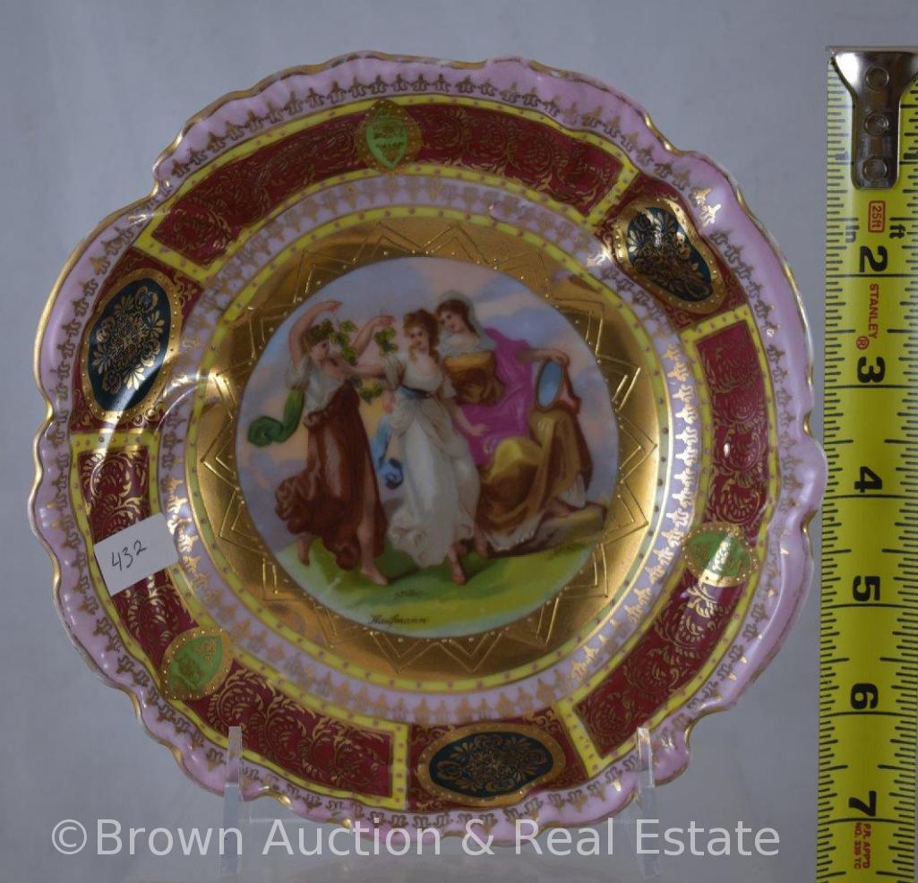 (2) Austria pieces with Classical scenes: 6"d plate and 7.25"d x 2.25"h bowl