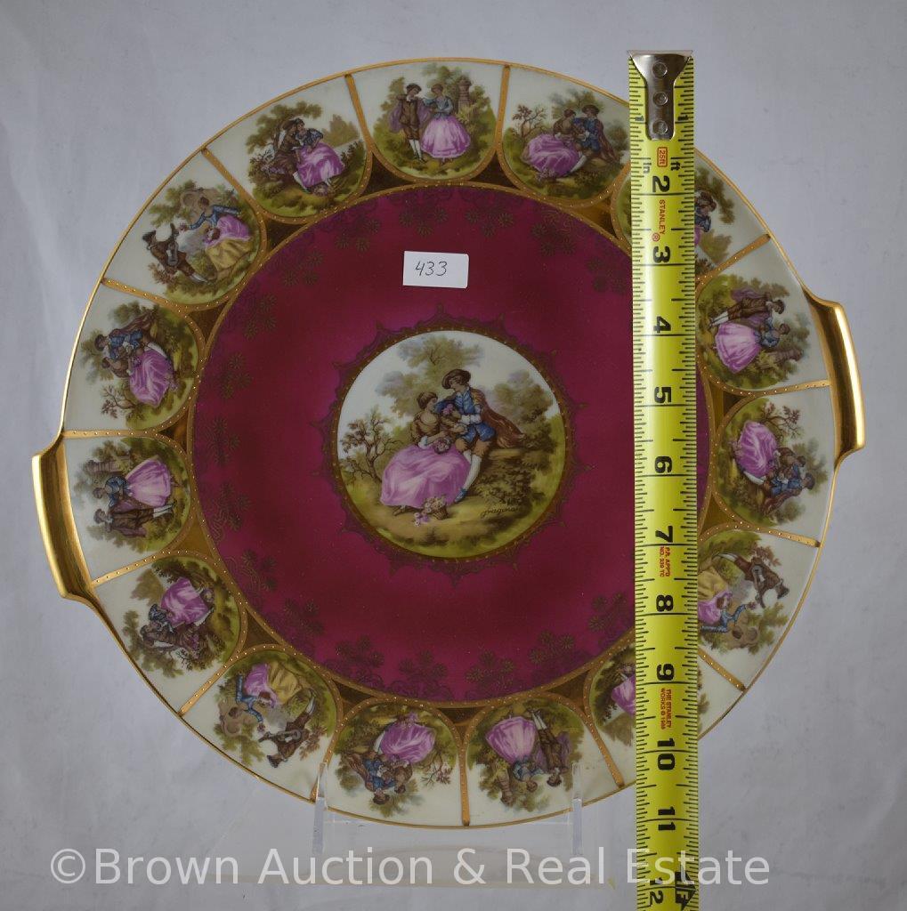 (3) Mrkd. Bavaria pieces of matching/similar Classical scenes: 7.5"d plate, 12"d cake plate and 17"l