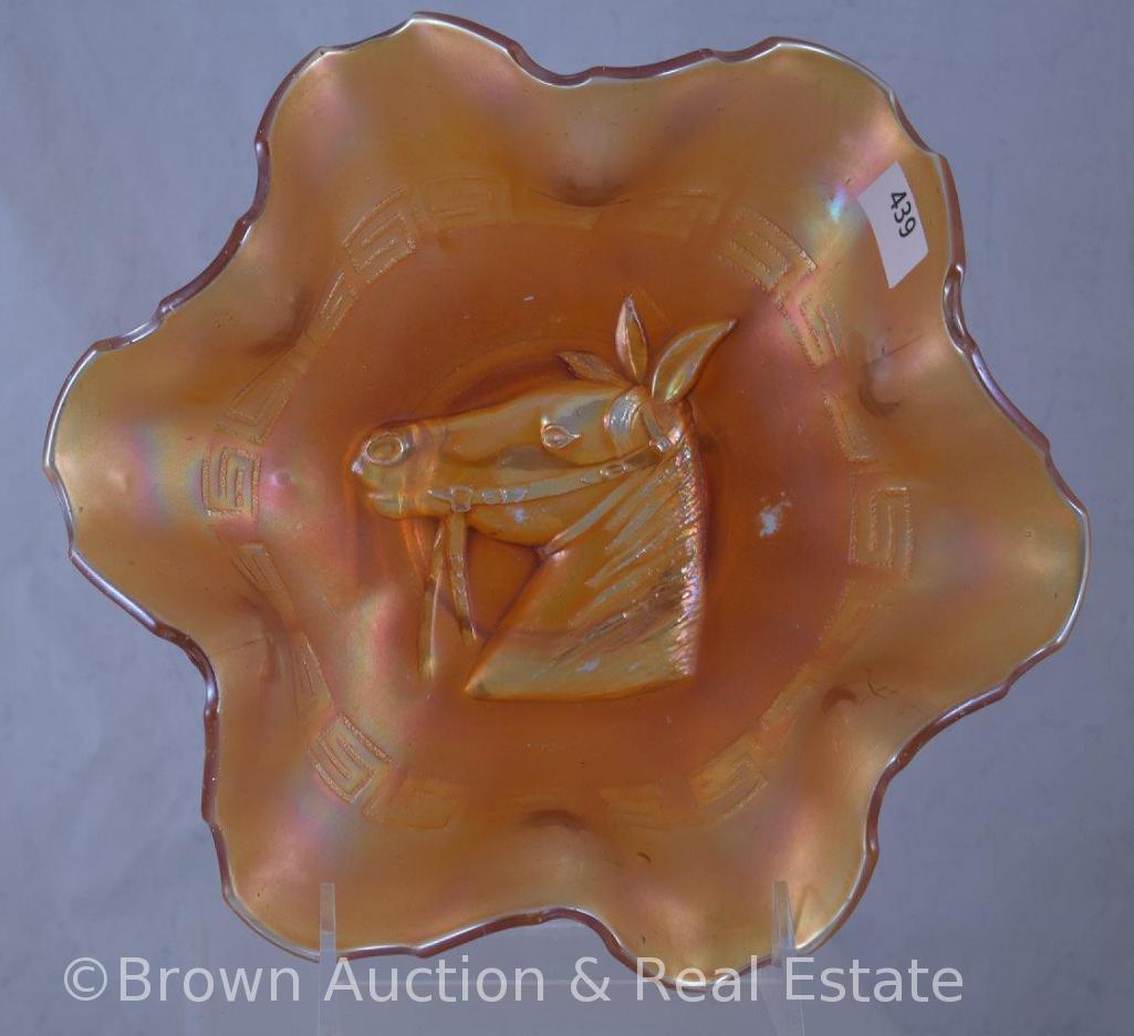Carnival Glass Pony 8"d bowl, marigold