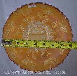 Carnival Glass Holly 8"d bowl, marigold