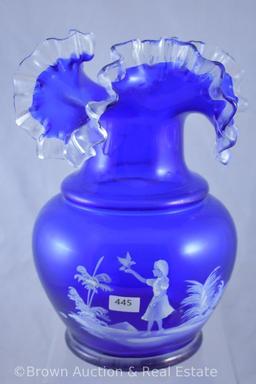 Cobalt Mary Gregory 10"h vase