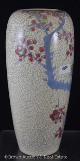 Chinese crackle 9" vase with Cherry Blossoms decoration
