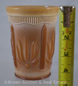 (4) Chocolate Glass Cactus 4"h tumblers (couple with rough bases)