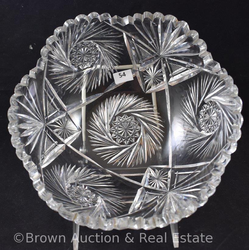 Cut Glass 3.5"h x 8.5"d bowl, Pinwheels and Fans dominate