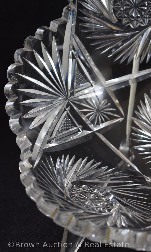 Cut Glass 3.5"h x 8.5"d bowl, Pinwheels and Fans dominate