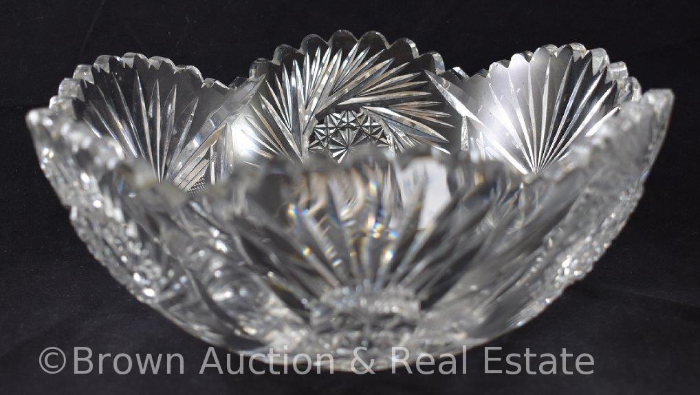 Cut Glass 3.5"h x 8.5"d bowl, Pinwheels and Fans dominate