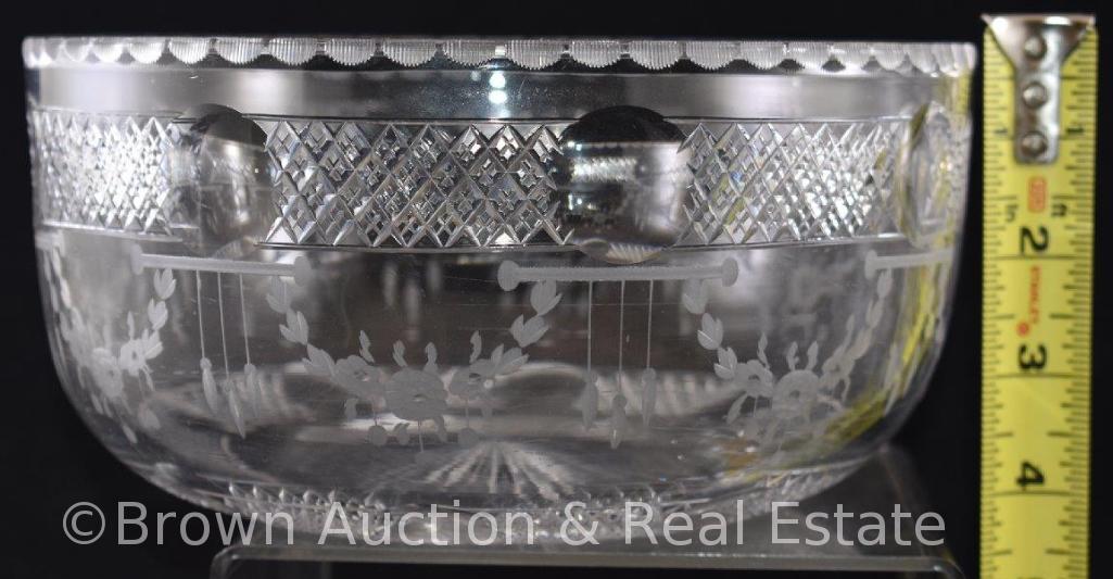 American Brilliant Cut Glass 8"d high bowl, signed Hawkes