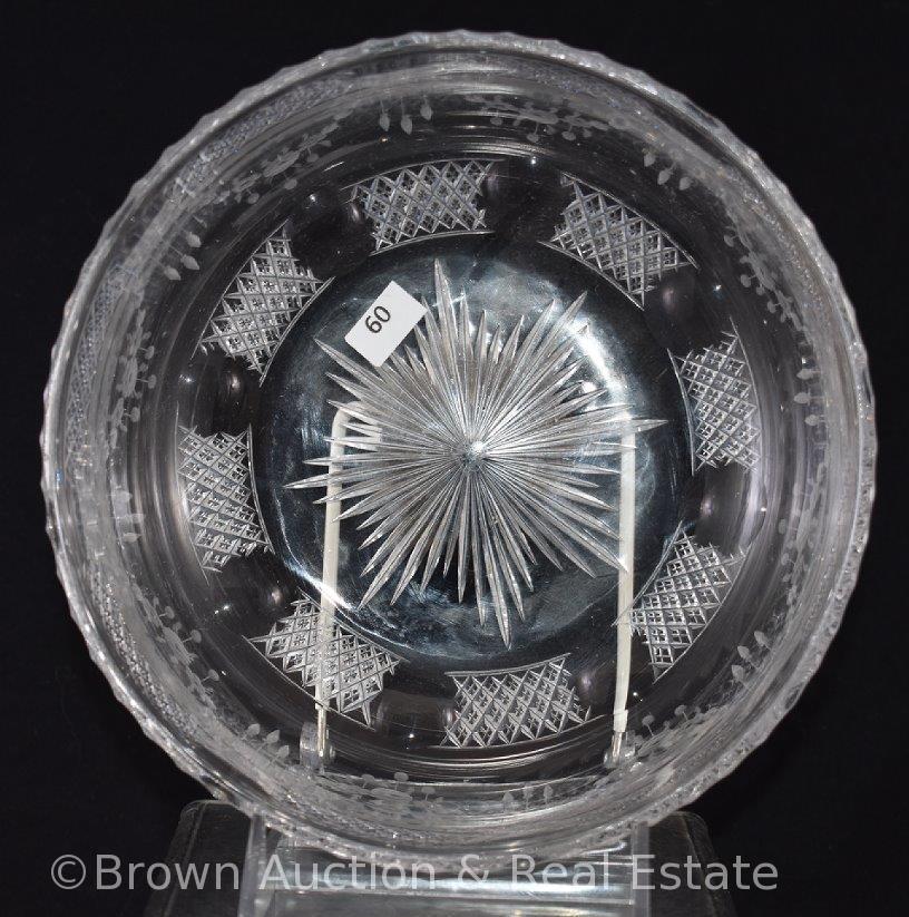 American Brilliant Cut Glass 8"d high bowl, signed Hawkes