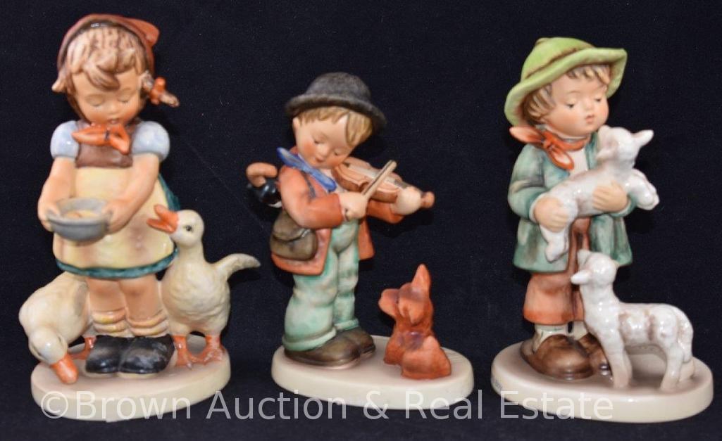 (3) Hummel figurines, 5"-6" tall, various marks ("Puppy Love" has underside chip)