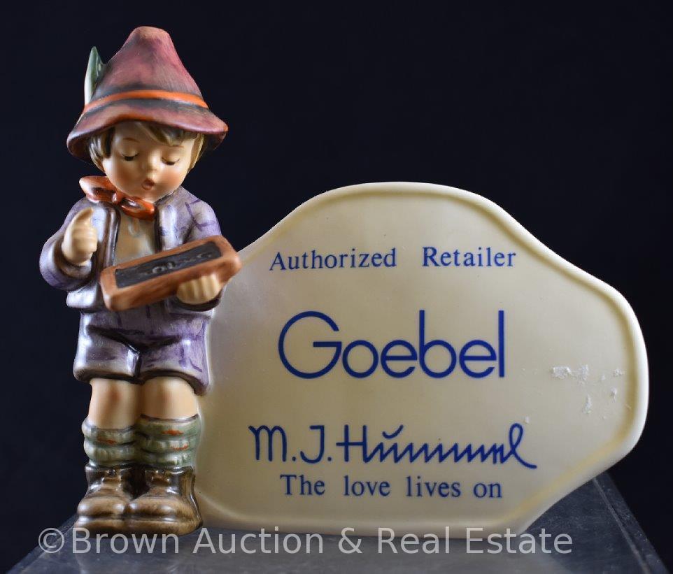 (4) Hummel Collector's Club items: (2) 6" figurines, 1983 & 1972; Retailer's figurine/plaque, 1984;