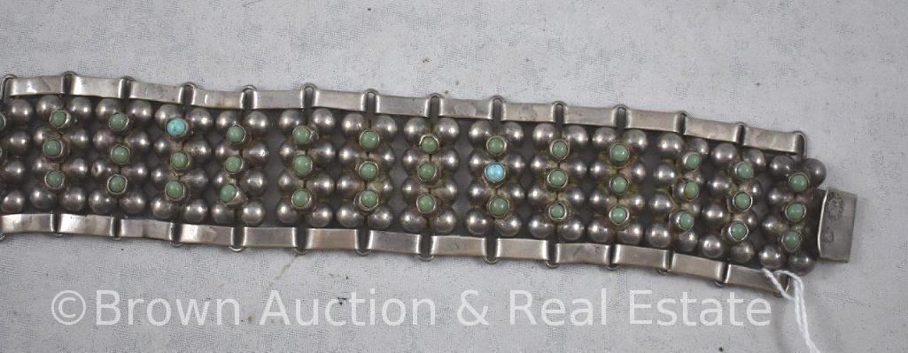 Marked Sterling bracelet with tiny turquoise stones