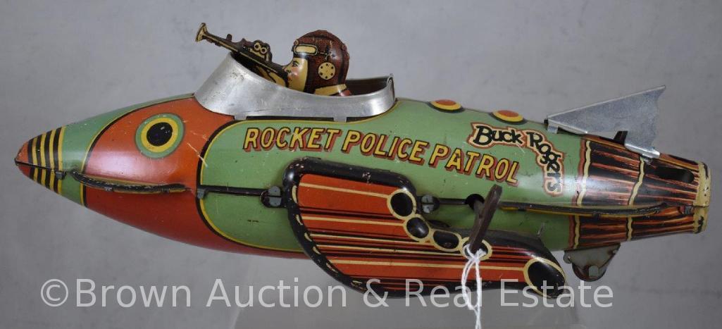 Marx tin wind-up Buck Rogers "Rocket Police Patrol" space vehicle - WORKS! SEE VIDEO!