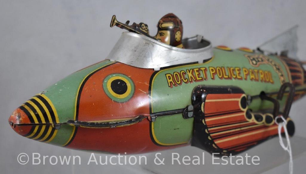 Marx tin wind-up Buck Rogers "Rocket Police Patrol" space vehicle - WORKS! SEE VIDEO!