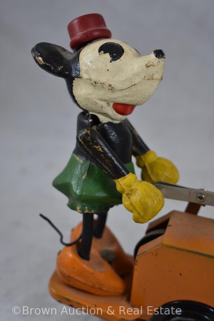 "Mickey Mouse Hand Car" tin wind-up/ran on Lionel's O-gauge rails (tender condition but appears