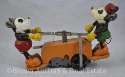 "Mickey Mouse Hand Car" tin wind-up/ran on Lionel's O-gauge rails (tender condition but appears