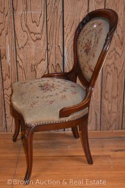 Victorian parlor side chair with needlepoint seat and back **BROWN AUCTION WILL NOT SHIP THIS ITEM.