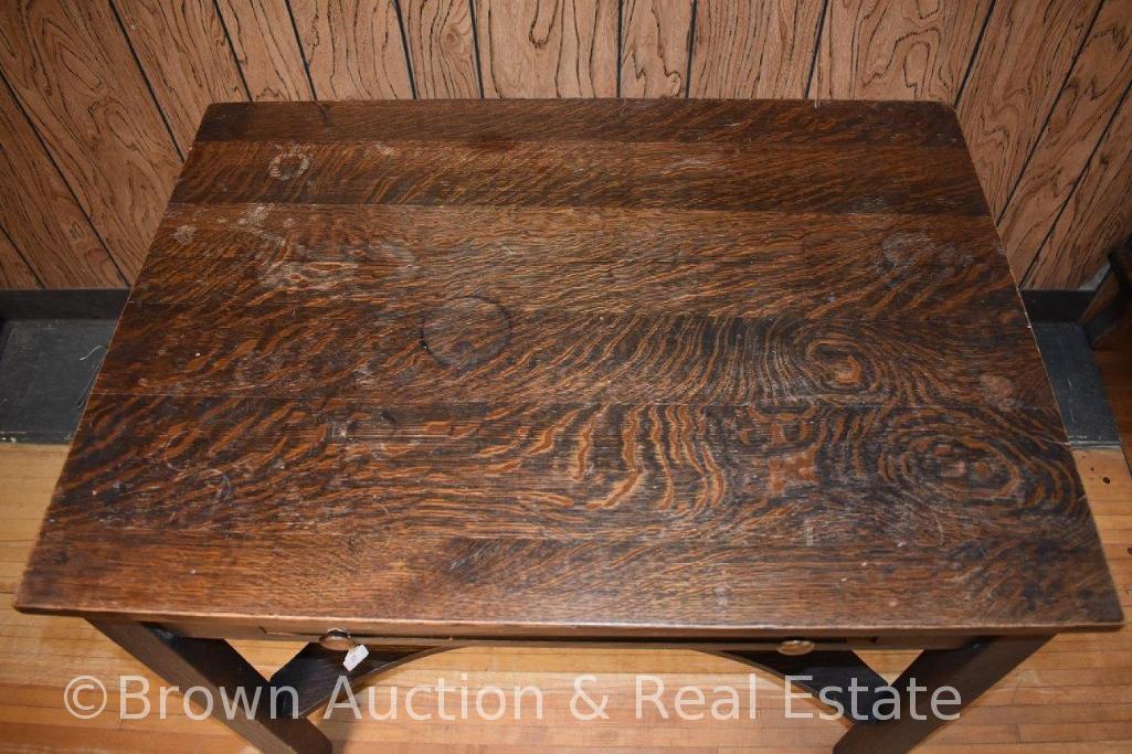 Library table with single drawer and lower shelf, 2'10"w x 24" deep x 29" tall **BROWN AUCTION WILL