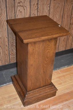 Oak podium, 18" sq. dia. top x 34" tall **BROWN AUCTION WILL NOT SHIP THIS ITEM. BUYER HAS UNTIL