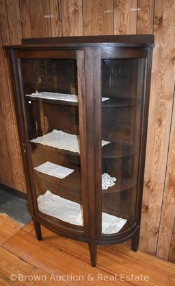 Curved glass china cabinet, 39"w x 5'3" tall **BROWN AUCTION WILL NOT SHIP THIS ITEM. BUYER HAS