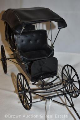 Horse-drawn 2-seater black buggy (buggy meas. 14"l)