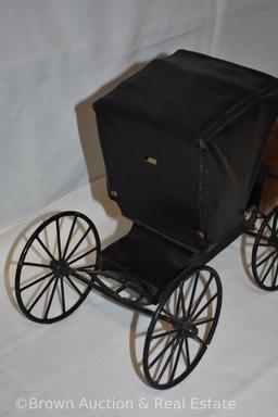 Horse-drawn black carriage, carriage with horse meas. 23"l