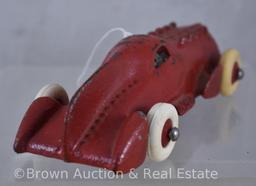 Hubley Cast Iron red car with driver, 7.5"l