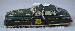 Marx tin-litho "Dick Tracy Squad Car No. 1" wind-up toy car, 11"l - WORKS! SEE VIDEO!