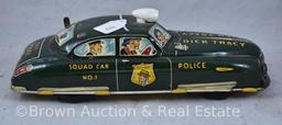 Marx tin-litho "Dick Tracy Squad Car No. 1" wind-up toy car, 11"l - WORKS! SEE VIDEO!