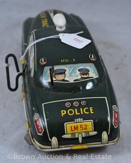 Marx tin-litho "Dick Tracy Squad Car No. 1" wind-up toy car, 11"l - WORKS! SEE VIDEO!