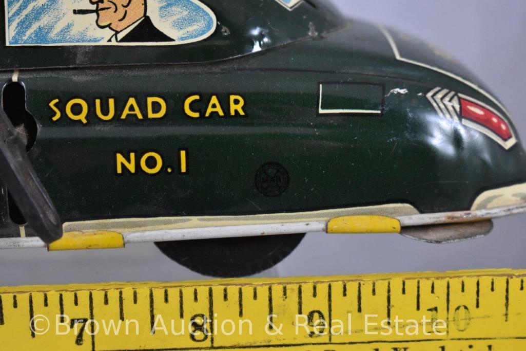 Marx tin-litho "Dick Tracy Squad Car No. 1" wind-up toy car, 11"l - WORKS! SEE VIDEO!