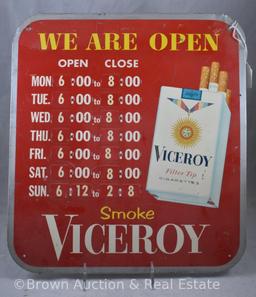 Viceroy cigarettes Store hours sign, 12.5" x 13"