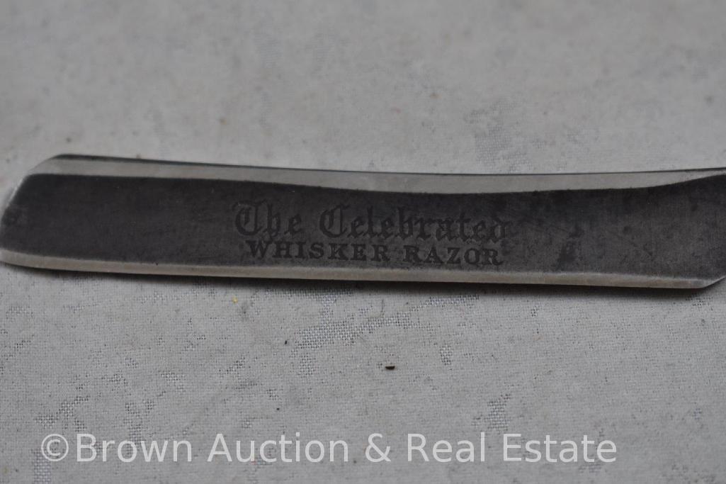 (3) Straight edge folding razors: George Wostenholm & Sons with case; Wade & Butcher Sheffield with