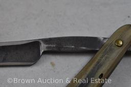 (3) Straight edge folding razors: George Wostenholm & Sons with case; Wade & Butcher Sheffield with