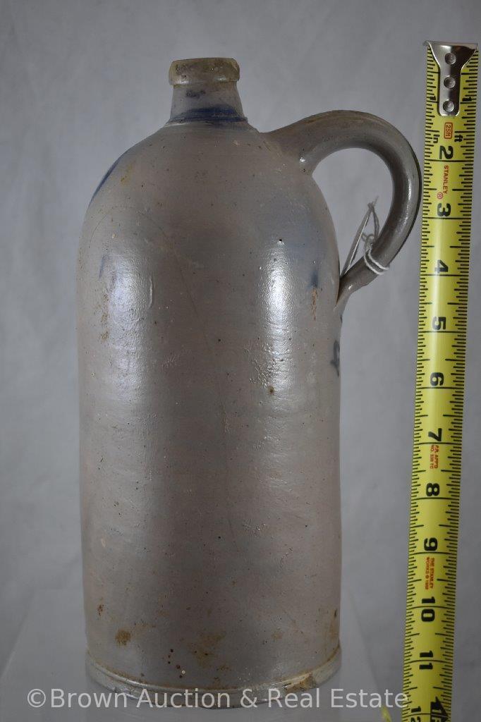 Blue decorated Stoneware salt glazed jug, 11"h