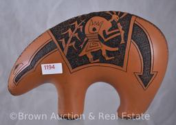 (2) Figural animals with etched designs by Jess Lansing/Navajo, 2014, 6"h x 8"l