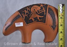 (2) Figural animals with etched designs by Jess Lansing/Navajo, 2014, 6"h x 8"l