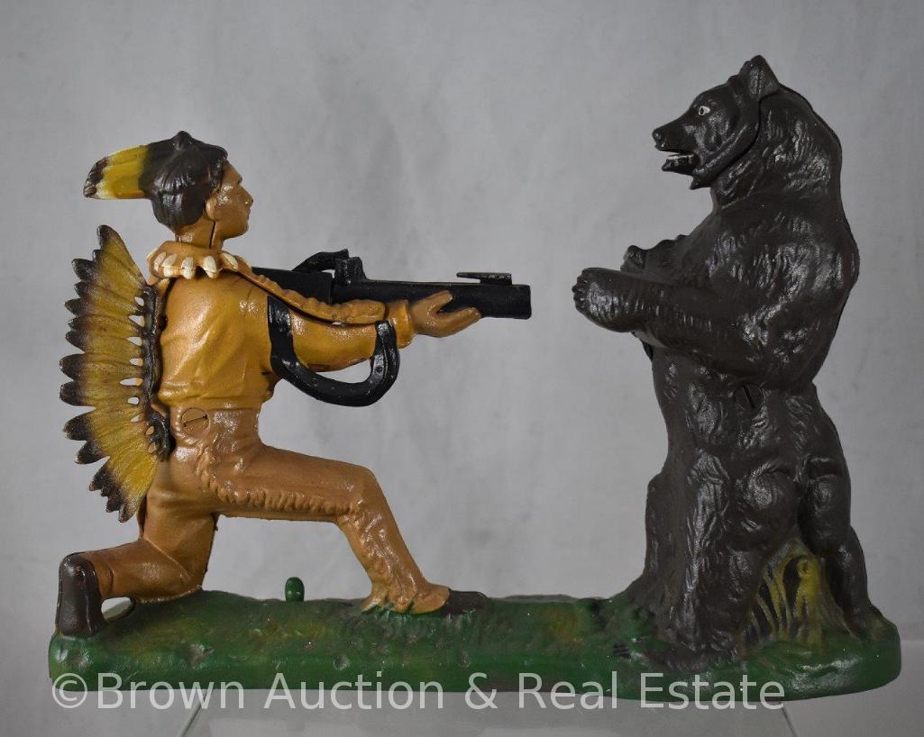 Indian shooting bear mechanical bank (reproduction)