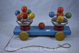 Vintage wood and metal pull toy