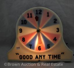 Light-up "Good Any Time" clock display sign