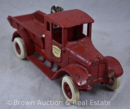 Arcade Red Baby dump truck, 11"l